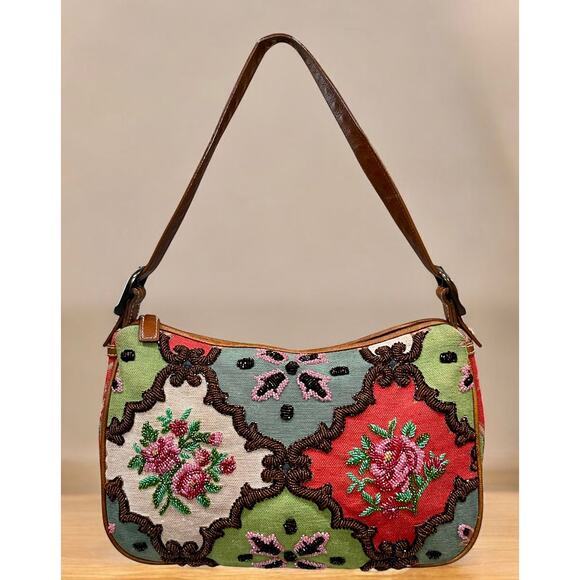 Vintage Isabella Fiore Floral Brocade Beaded Leila-Marissa Hobo Bag - Picture 10 of 11